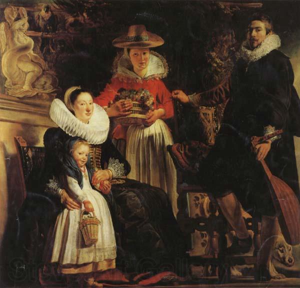 Jacob Jordaens The Artist and His Family in a Garden Norge oil painting art